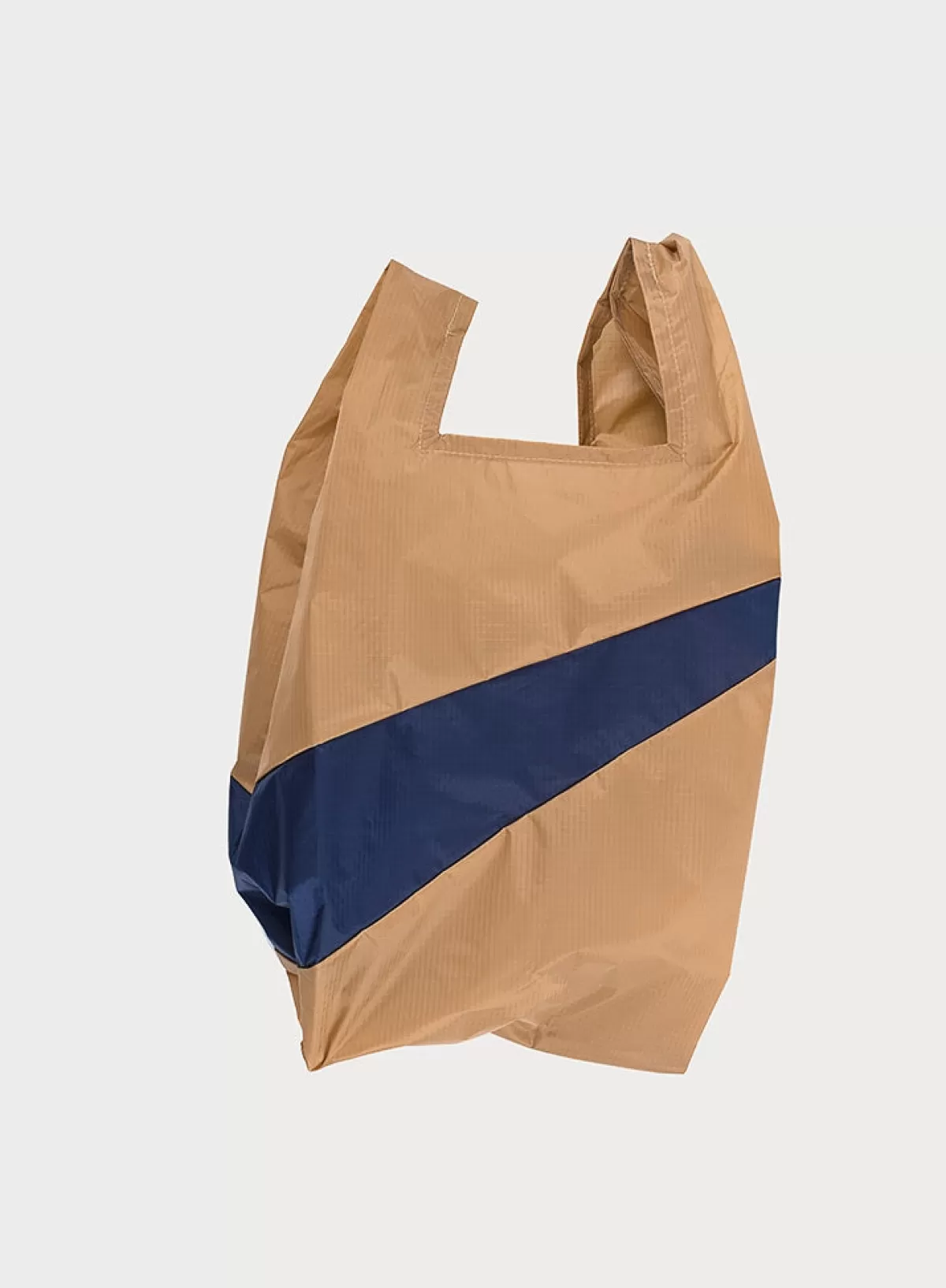 SUSAN BIJL Camel & Navy MEDIUM< The New Shopping Bag