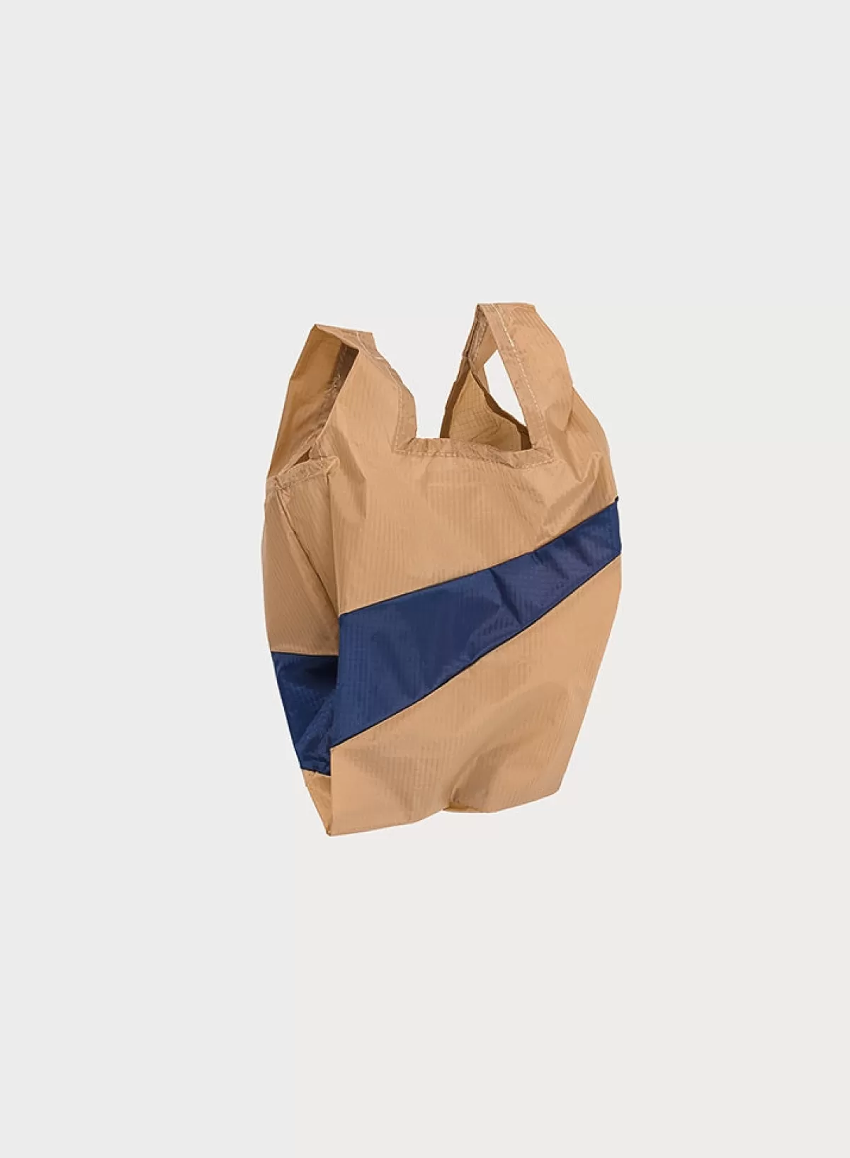 SUSAN BIJL Camel & Navy SMALL< The New Shopping Bag