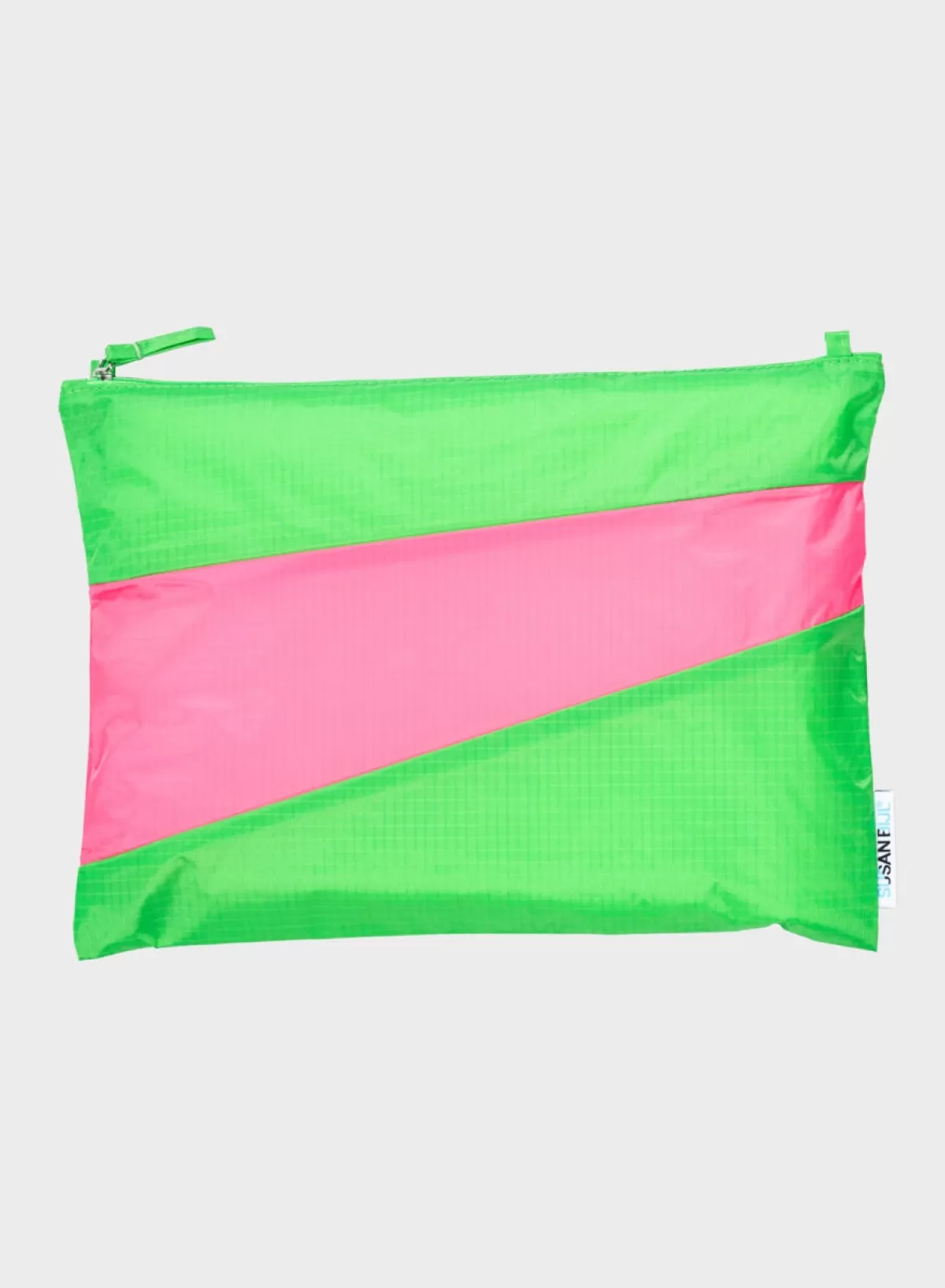 SUSAN BIJL Greenscreen & Fluo Pink LARGE< The New Pouch