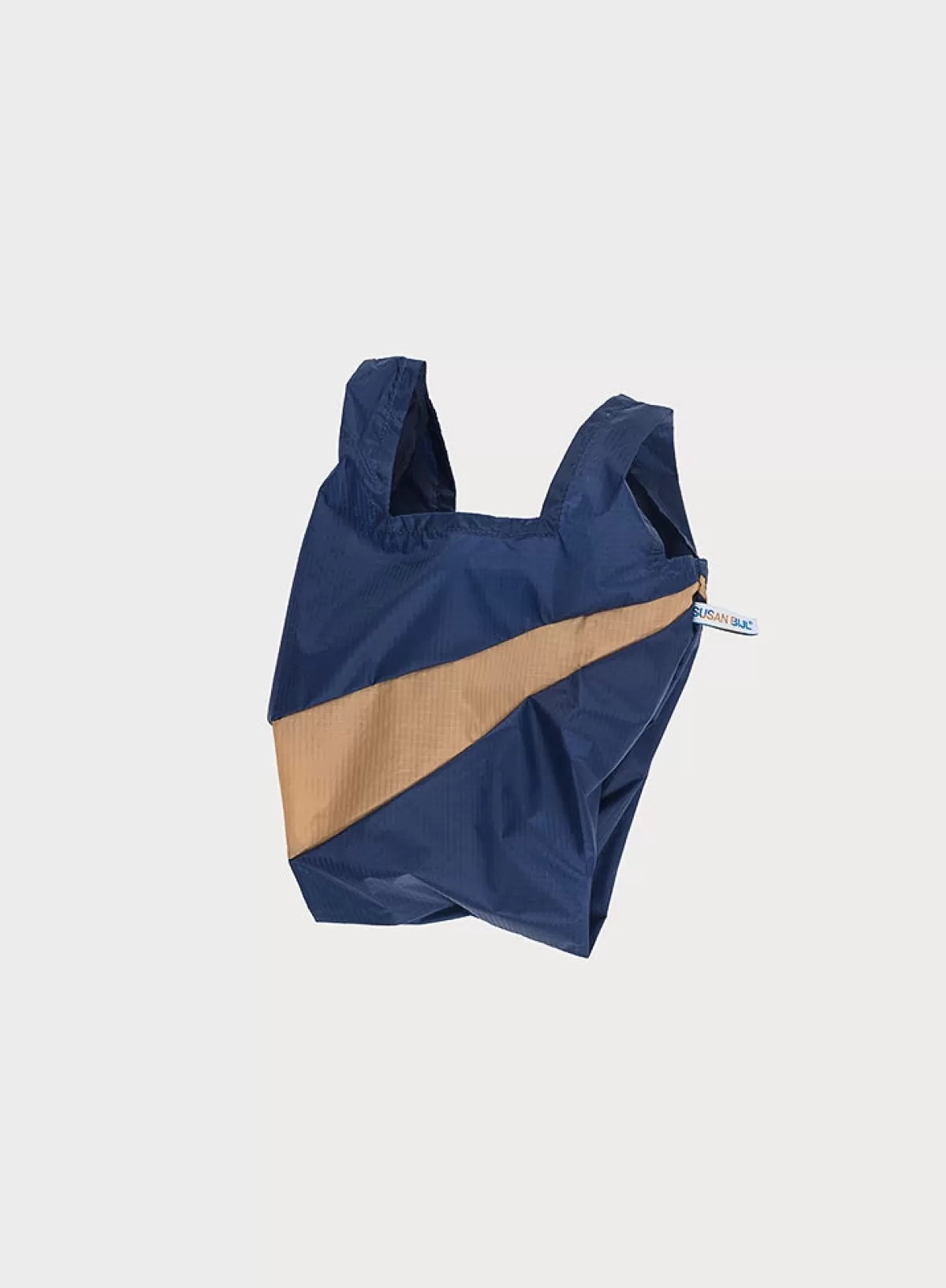 SUSAN BIJL Navy & Camel SMALL< The New Shopping Bag