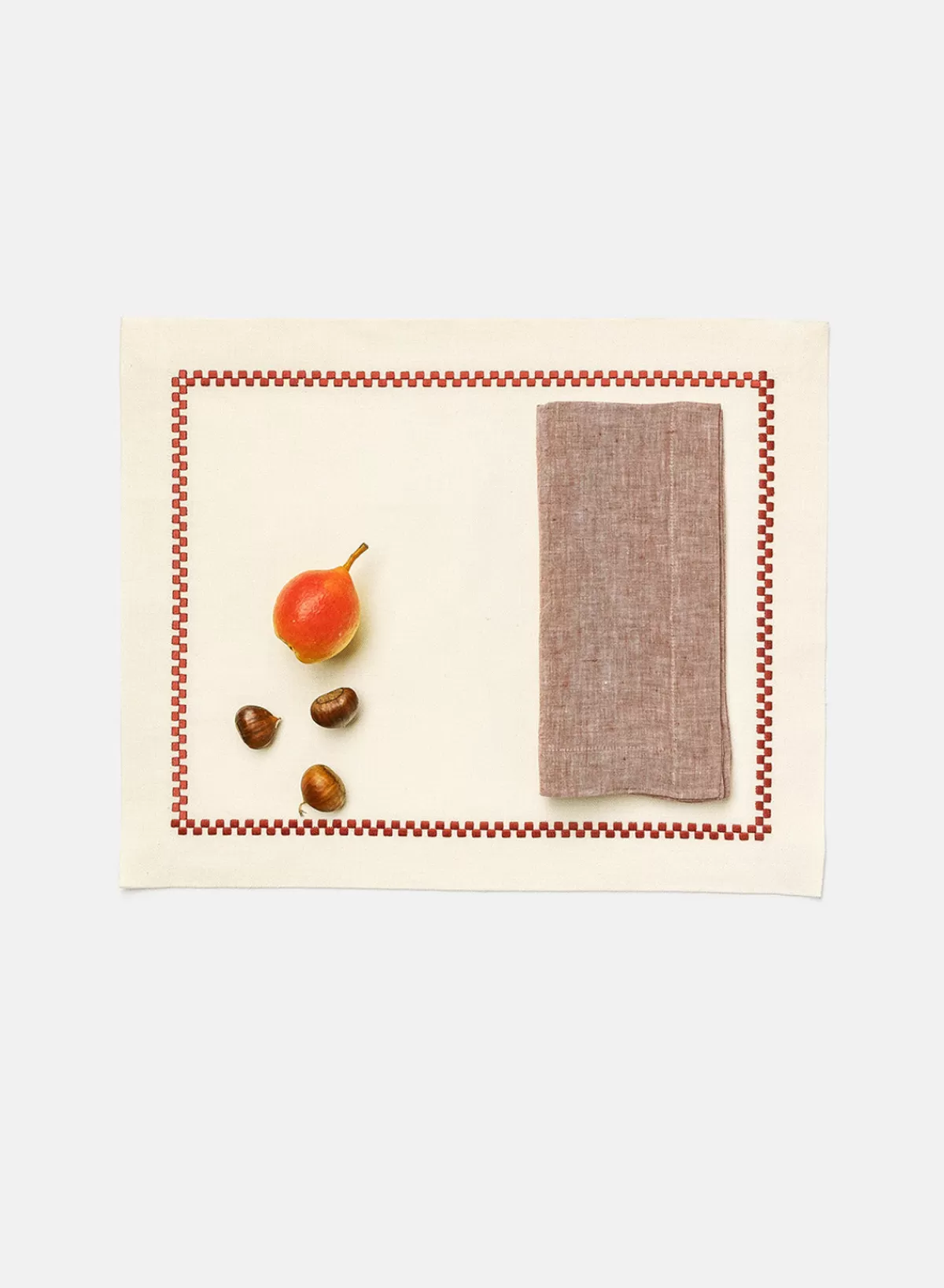 SUSAN BIJL Ricamo Placemat In White/Bordeaux< Keuken & Tafelaankleding | Textiel